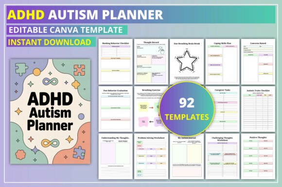 Download Editable ADHD Autism Planner - Premium Bundle