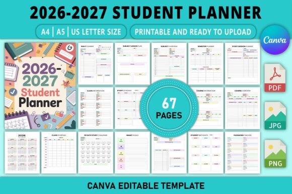 Download Editable 2026-2027 Student Planner - Premium Bundle